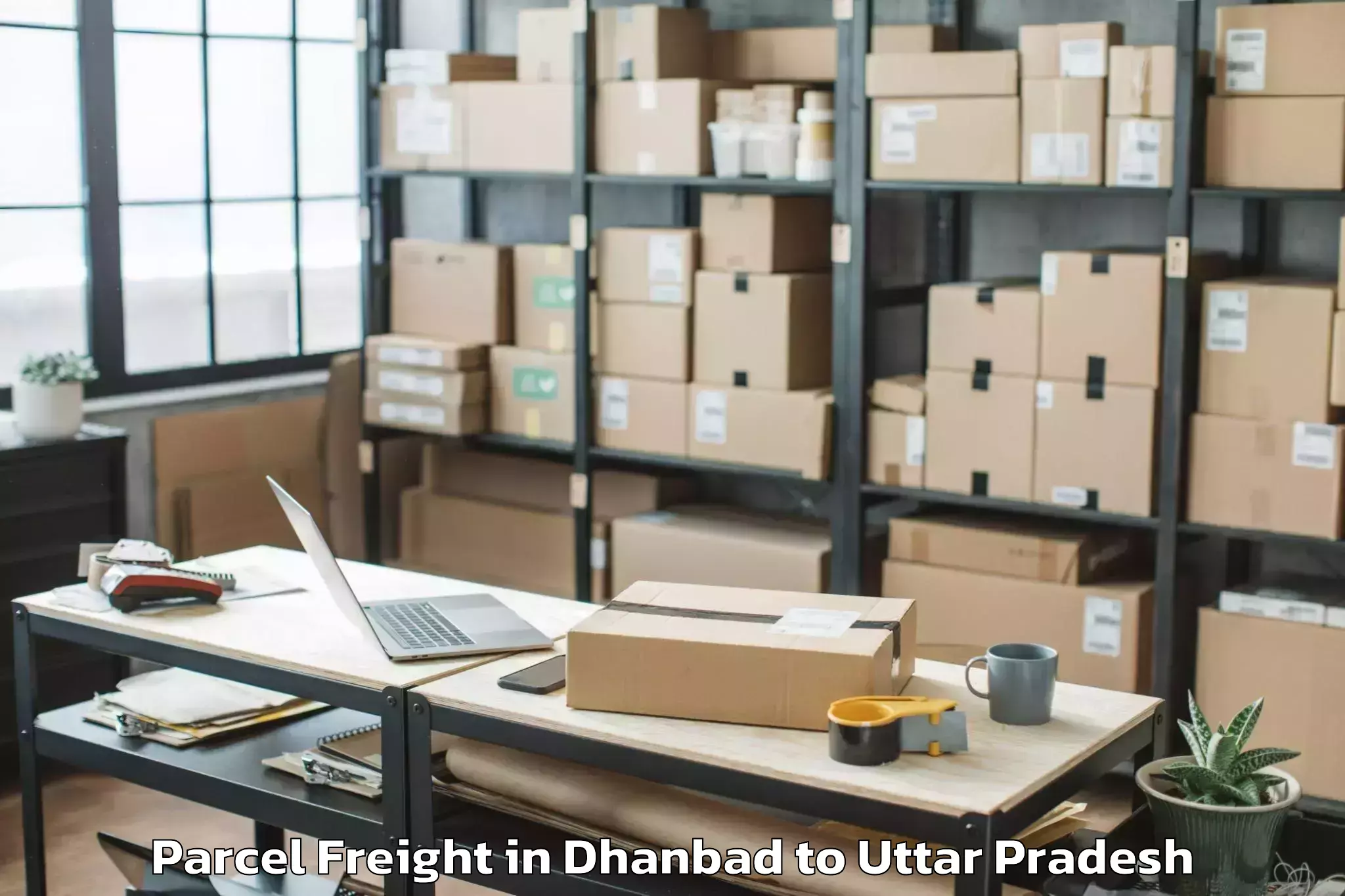 Top Dhanbad to Nehru Gram Bharati Vishwavidya Parcel Freight Available